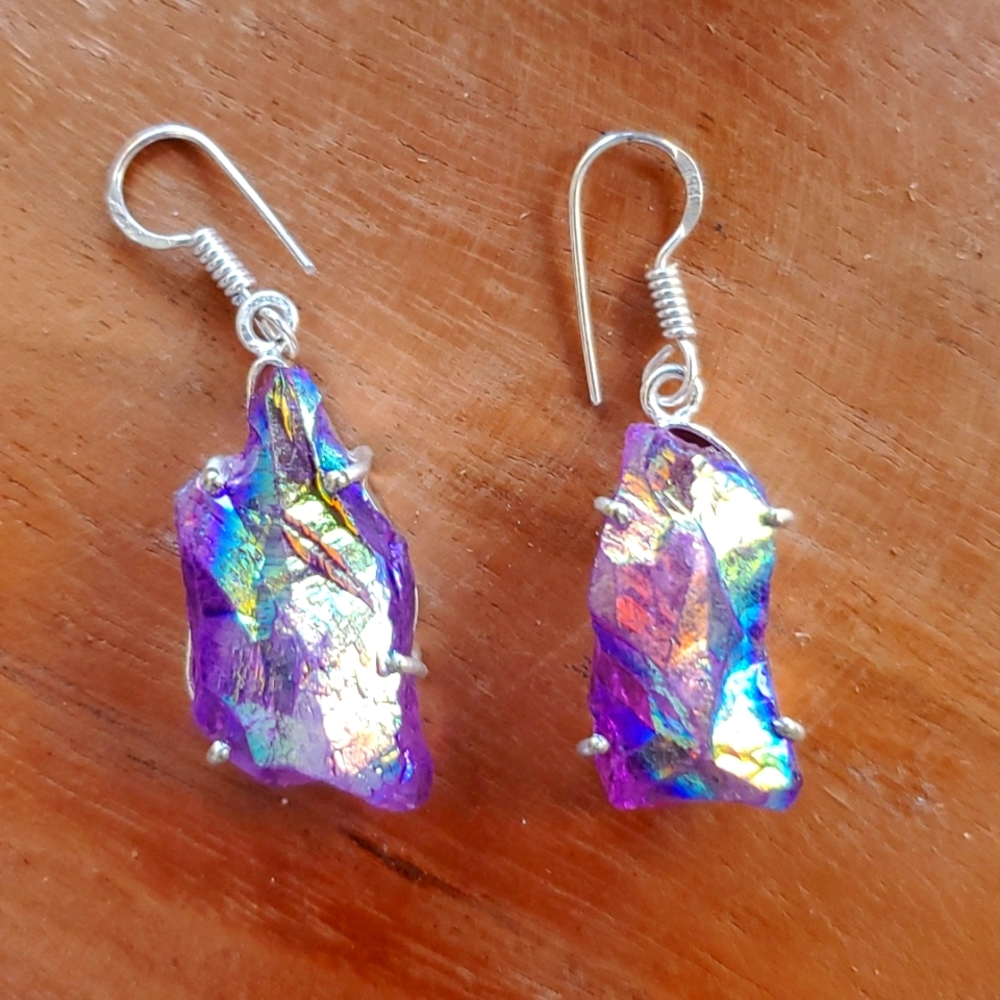 New Titanium Crystal 925 Silver Earrings.